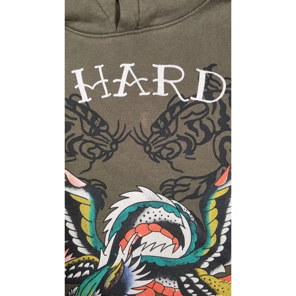 Ed Hardy Hoodie + Nike Air Jordan 1 Low Olive Sz 9.5 Outfit Bundle